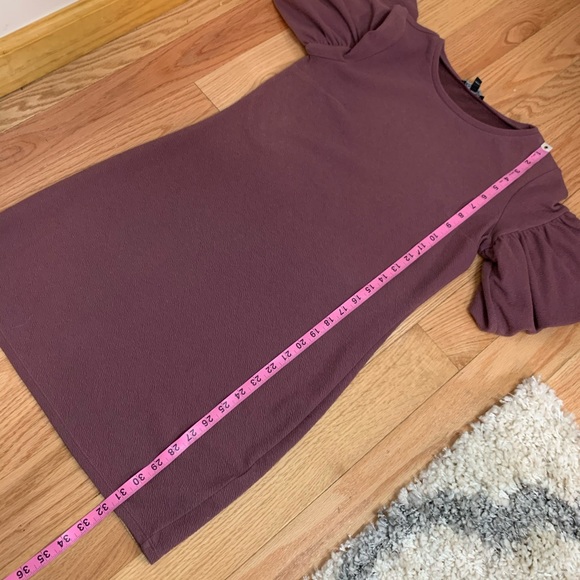 EXPRESS MAUVE Crepe Dress Puffy Flutter Sleeves - Picture 11 of 13